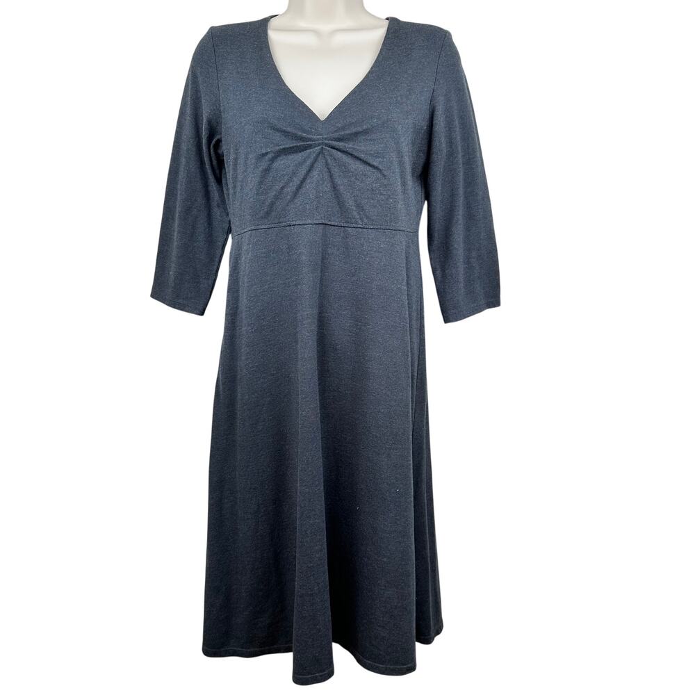 Toad&Co Rosalinda Dress 3/4 Sleeve Charcoal Gray Women's Small Organic Cotton